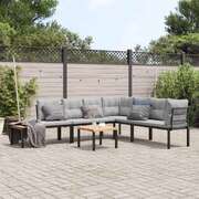 Elegant 5-Piece Garden Bench Set in Black with Cushions For Outdoor