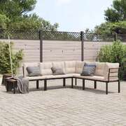 Elegant Black Garden Bench Set with Cushions  4-Piece Set For Outdoor