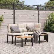 Stylish & Comfortable: 3-Piece Garden Bench Set with Cushions