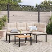 Stylish & Sturdy: 3-Piece Garden Bench Set with Cushions For Outdoor