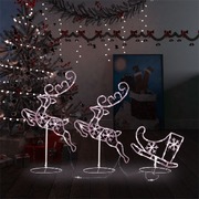Acrylic Christmas Flying Reindeer&Sleigh  Warm White
