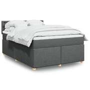 Durable Box Spring Bed with Mattress in Dark Grey Double Fabric
