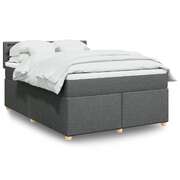Comfort and Style Box Spring Bed with Mattress in Dark Grey Double Fabric