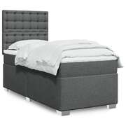 Stylish Box Spring Bed with Mattress Dark Grey King Single Fabric