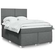 Elegant Dark Grey Queen Fabric Box Spring Bed with Mattress