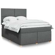 Modern Box Spring Bed with Mattress Bedstead Double Bed Dark Grey Queen Fabric