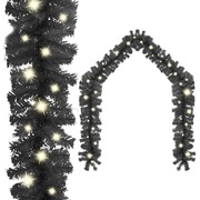 Christmas Garland with LED Lights Black