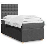 Box Spring Bed with Mattress Dark Grey King Single Fabric - Stylish