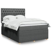 Luxurious Dark Grey Queen Box Spring Bed with Mattress for Ultimate Comfort