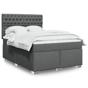 Comfortable Dark Grey Box Spring Bed with Mattress Stylish Double Fabric