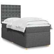 Box Spring Bed with Mattress Dark Grey King Single Fabric - Elegant
