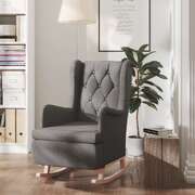 Armchair with Solid Rubber Wood Rocking Legs Dark Grey Fabric Rocker 