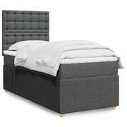 Box Spring Bed with Mattress Dark Grey King Single Fabric - Modern