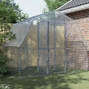 Bird Cages 2 pcs with Roof and Door Silver Galvanised Steel