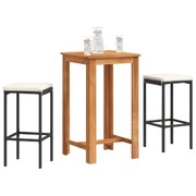 3 Piece Garden Bar Set Black Solid Wood Acacia and Poly Rattan
