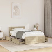 Elegant Sonoma Oak Single Size Bed Frame with Stylish Headboard