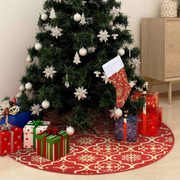 Luxury Christmas Tree Skirt with Sock Red - Fabric