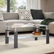 Coffee Table Black and Transparen Tempered Glass