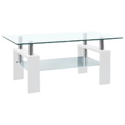 Coffee Table White and Transparent Tempered Glass