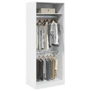 White Engineered Wood Wardrobe 2-Compartment Compact Storage Cabinet for Clothes