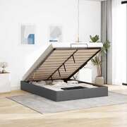 Ottoman Storage Bed Frame without Mattress Dark Grey Queen Fabric