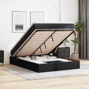 Ottoman Bed with Mattress Home Bed Base Bed Frame Black Double Velvet