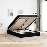 Ottoman Bed with Mattress Home Bed Base Bed Frame Black Queen Fabric