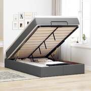 Ottoman Bed with Mattress Home Bed Base Dark Grey Super Single Fabric