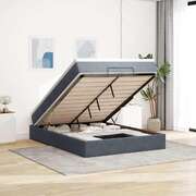 Ottoman Bed with Mattress Bed Base Bed Frame Dark Grey Double Velvet