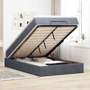 Ottoman Bed with Mattress Home Bed Base Dark Grey Super Single Velvet