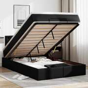 Ottoman Bed with Mattress Bed Base Bed Frame Black King Single Fabric