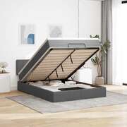 Ottoman Bed with Mattress Bed Base Bed Frame Dark Grey Double Fabric