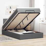 Ottoman Bed with Mattress Home Bed Base Dark Grey King Single Fabric
