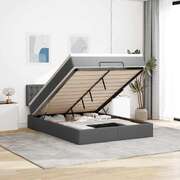 Ottoman Bed with Mattress Bed Base Bed Frame Dark Grey Double Fabric