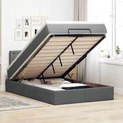 Ottoman Bed with Mattress Home Bed Base Dark Grey King Single Fabric
