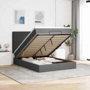 Ottoman Bed with Mattress Bed Base Bed Frame Dark Grey Double Fabric