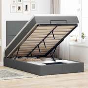 Ottoman Bed with Mattress Home Bed Base Dark Grey King Single Fabric