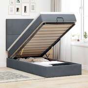 Ottoman Bed with Mattress Bed Base Bed Frame Dark Grey Double Velvet