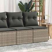 4 Piece Garden Sofa Set with Cushions Grey Poly Rattan Acacia