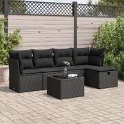Garden Sofa Set with Cushions Modular Sofa 5 Pcs Black Poly Rattan - Stylish & Versatile