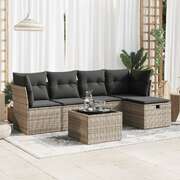 Garden Sofa Set with Cushions Modular Sofa 6 Pcs Grey Poly Rattan - Versatile and Stylish