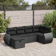 Spacious & Stylish Garden Sofa Set with Cushions Modular Sofa 6 Piece Black Poly Rattan