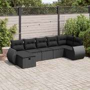 Garden Sofa Set with Cushions Modular Sofa 7 Pcs Poly Rattan
