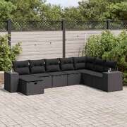 Garden Sofa Set with Cushions Modular Sofa 8 Piece Black - Poly Rattan
