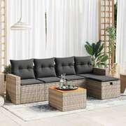 Garden Sofa Set with Cushions Modular Sofa 6 Piece Grey Poly Rattan - Versatile and Stylish