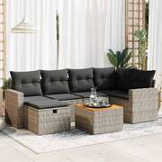Garden Sofa Set with Cushions Modular Sofa 7 Pcs Grey Poly Rattan - Outdoor Relaxation