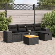 Luxurious - Garden Sofa Set with Cushions Modular Sofa 6 Piece Black Poly Rattan