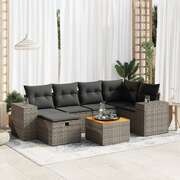 Garden Sofa Set with Cushions Modular Sofa 7 Pcs Grey Poly Rattan - Stylish Comfort