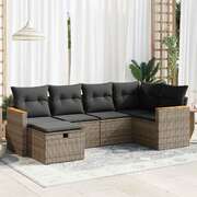 6 Piece Garden Sofa Set with Cushions Grey  - Durable