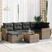 7 Piece Garden Sofa Set with Cushions Grey Poly Rattan - Modern Outdoor
